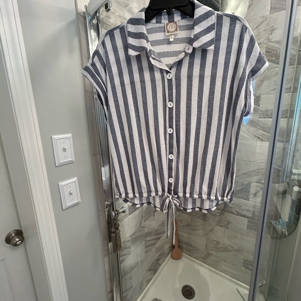 Striped Button-Up Blouse